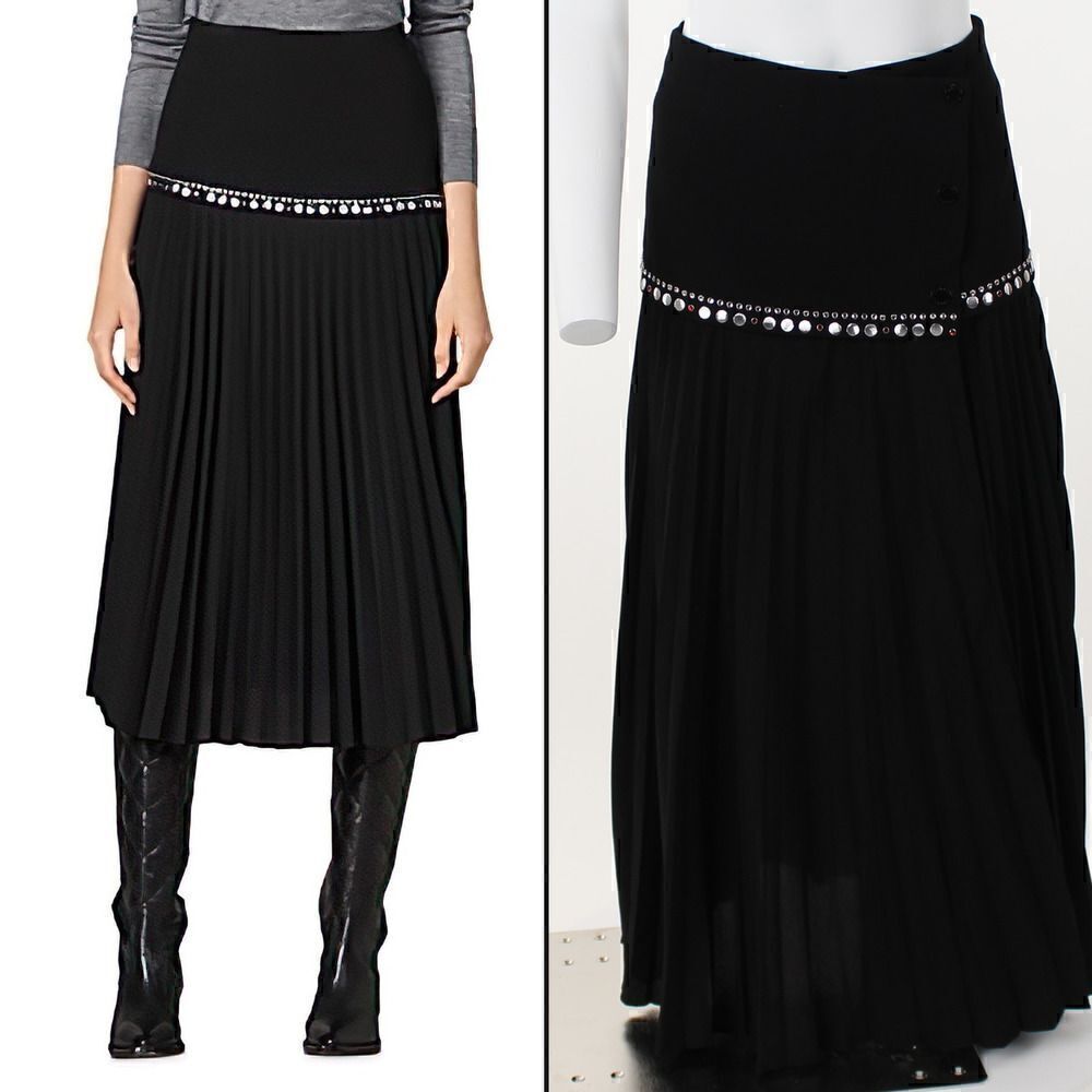 Sandro Debby Embellished Pleated MIDI Skirt